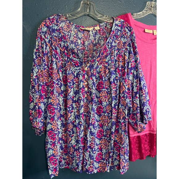 3-Pack Womens Tops Size 1X Short Sleeve & 3/4 Sleeve Lace Trim & Pockets - Picture 8 of 16